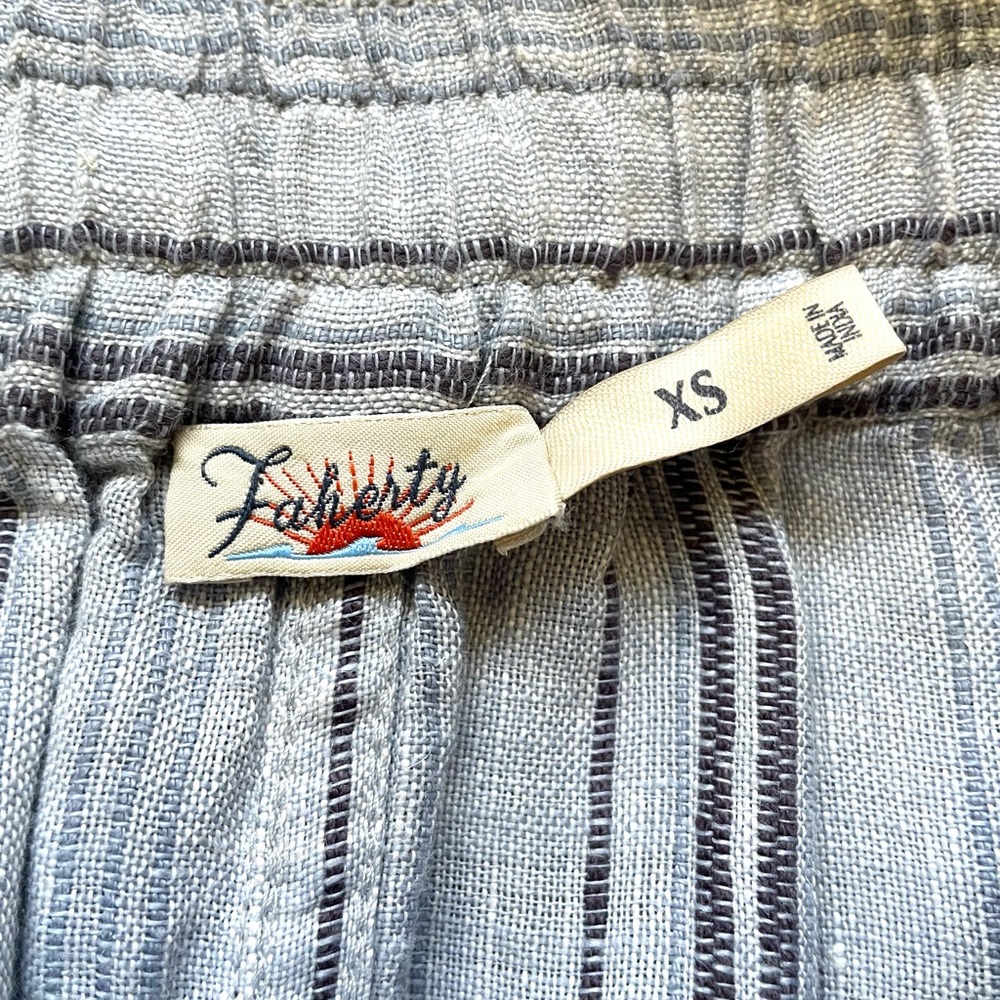 Faherty XS Linen Button Front Stripe Skirt Elastic Waist Coastal Classic Preppy - Picture 4 of 8